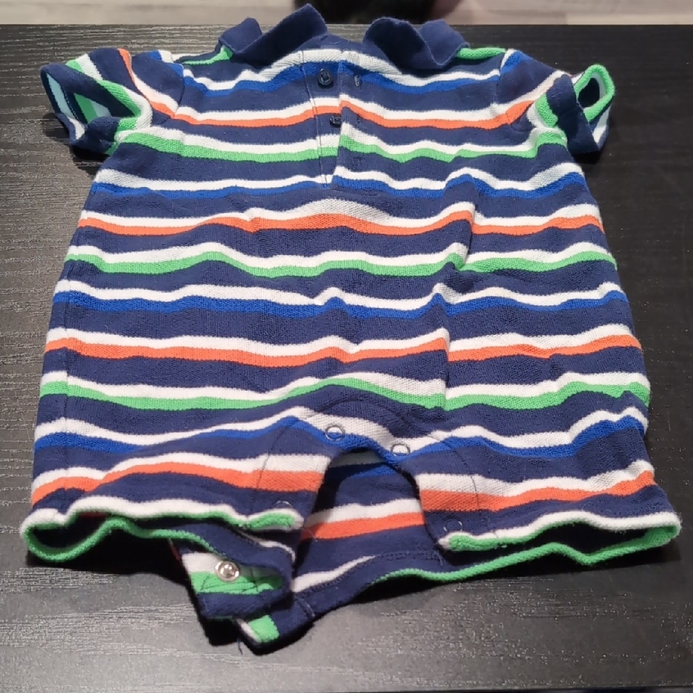Janie and Jack Striped Bodysuit - Navy, Green, Orange, White